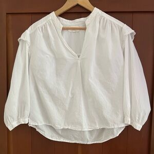 XiRENA White V-Neck Peasant Blouse